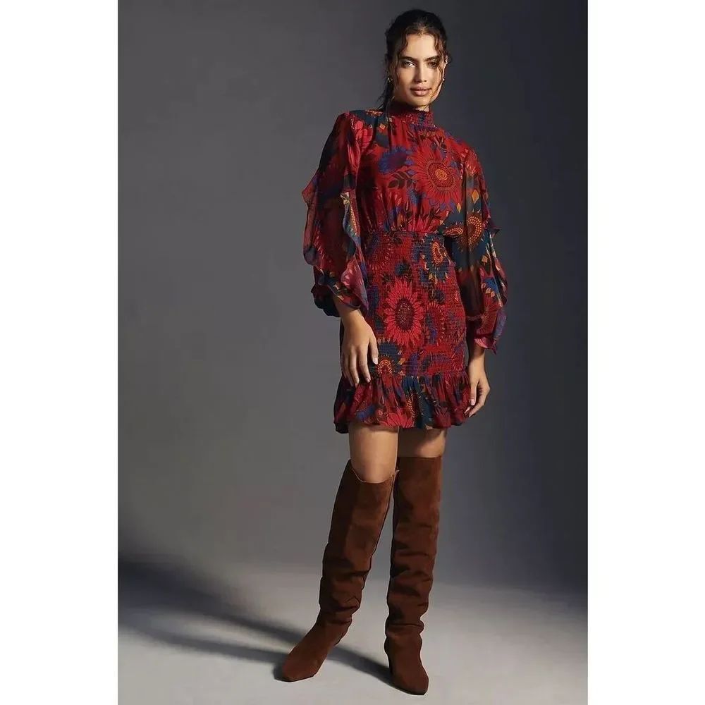 Farm x Anthropologie Smocked Mini Dress $220